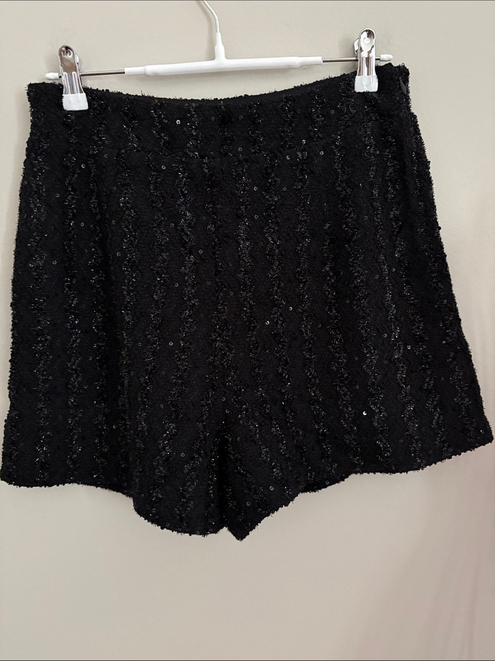 High-Waist Black Sequin-Textured Women’s Shorts NWOTS